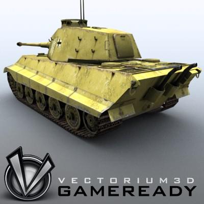 3D Model of Game Ready Low Poly King Tiger model - 3D Render 1